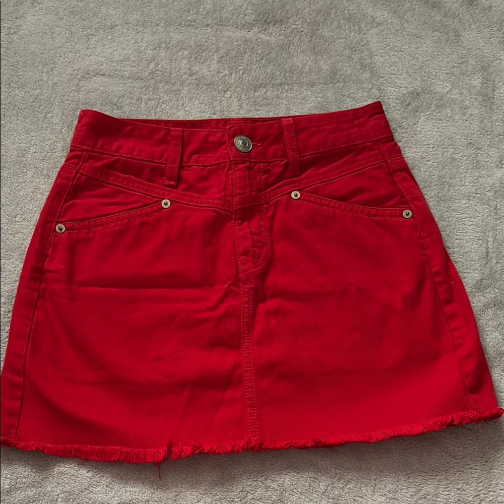 American Eagle Red Jean Skirt